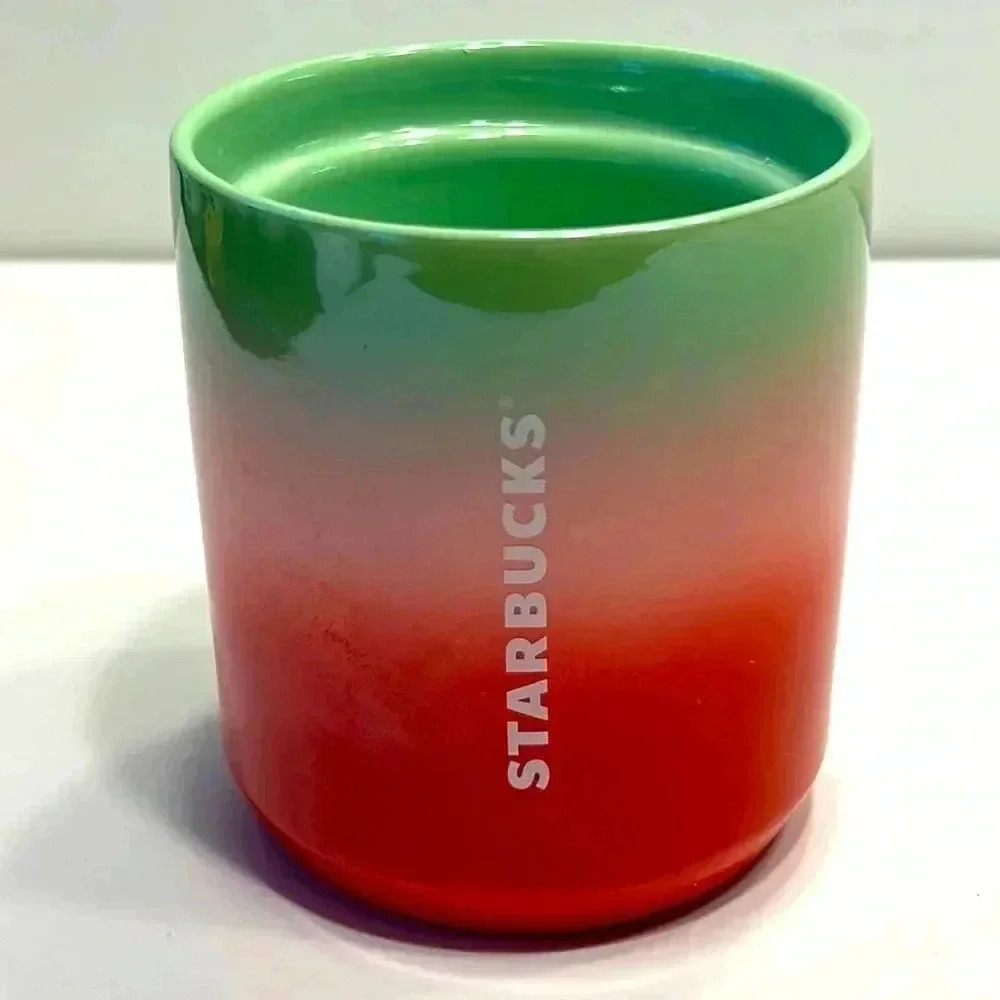 Starbucks small travel cup mug no lid iridescent watermelon‎ colors 2020 8 fl oz
